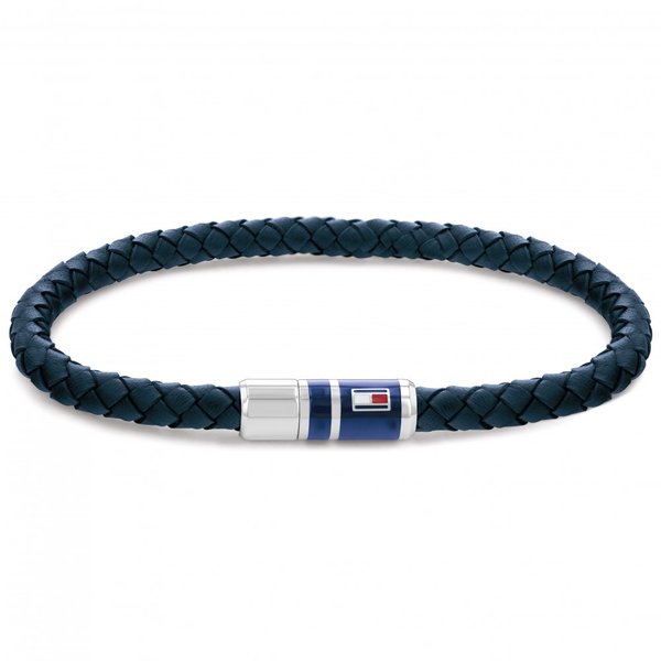 Tommy Hilfiger Kék fonott bőr férfi karkötő mágneszárral 2790294