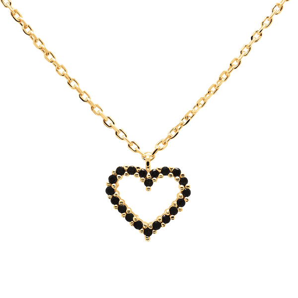 PD Paola Black heart aranyozott ezüst nyaklánc CO01-221-U
