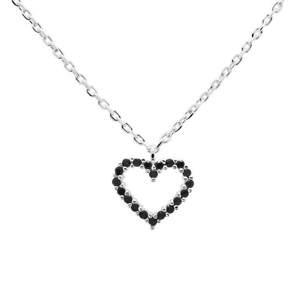 PD Paola Black heart ezüst nyaklánc CO02-221-U
