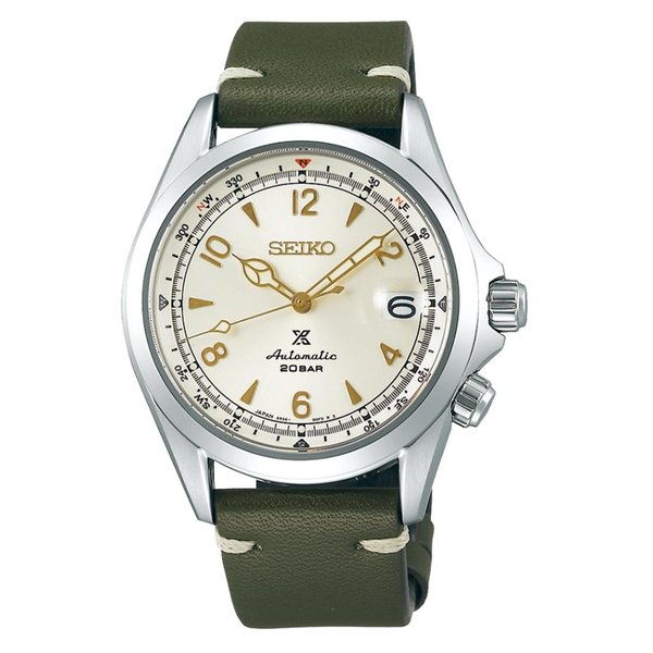 Seiko Prospex Alpinist zöld bőrszíjas férfi óra SPB123J1