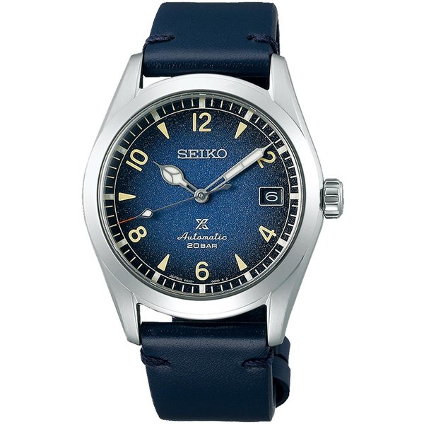 Seiko Prospex Alpinist bőrszíjas kék számlapos férfi óra SPB157J1