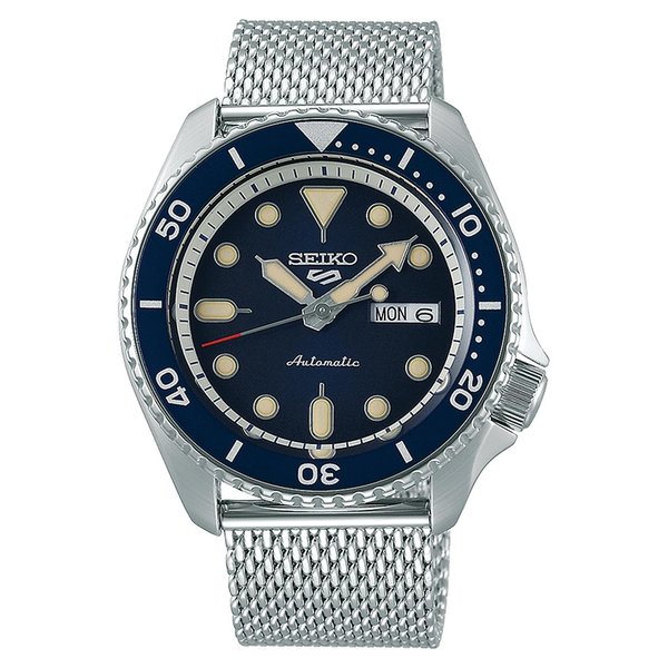 Seiko 5 Sports ezüst színű kék számlapos férfi óra SRPD71K1
