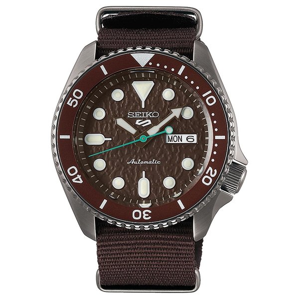 Seiko 5 Sports Sense Style nato szíjas barna férfi óra SRPD85K1