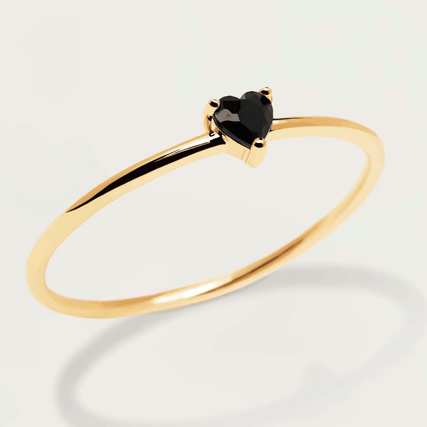 PD Paola Black heart aranyozott ezüst gyűrű 