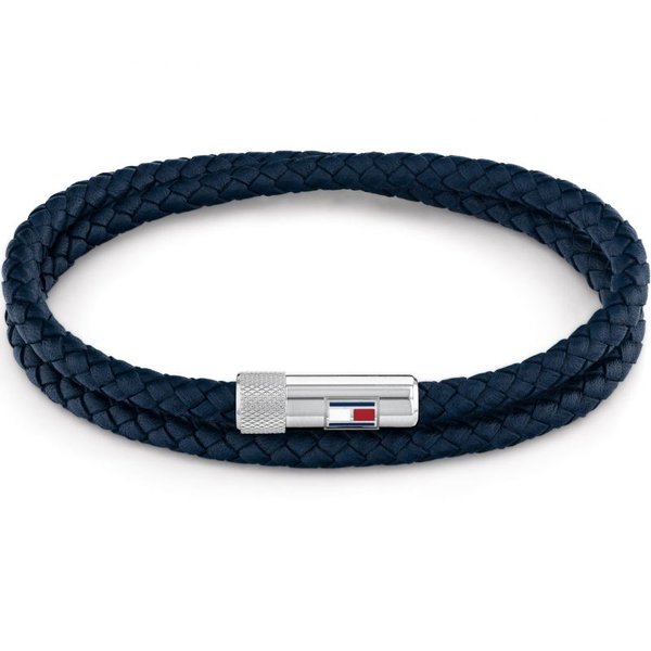 Tommy Hilfiger Dupla soros kék bőr férfi karkötő 2790264S