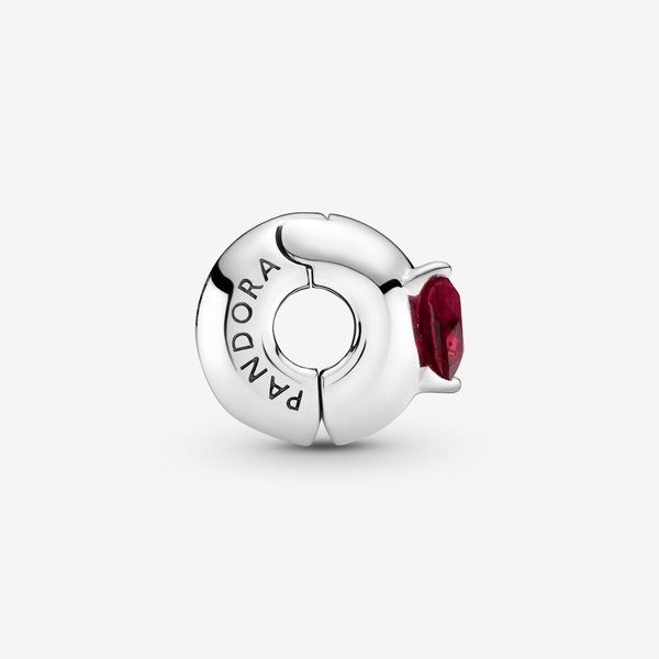 Pandora ékszer Ezüst szilikonos klip piros szívvel 799203C01