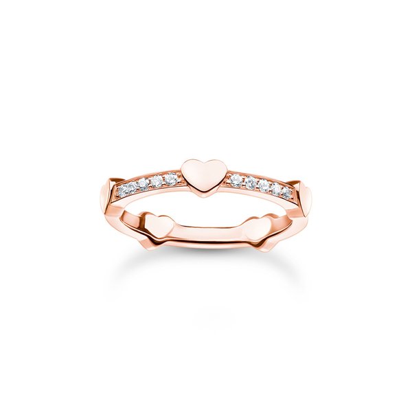 Thomas Sabo Rozé arannyal bevont ezüst pávé gyűrű szivekkel 