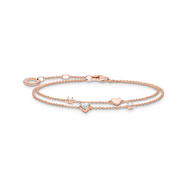 Thomas Sabo Rozé arannyal bevont ezüst karkötő cirkónia szívvel A2057-416-14-L19v