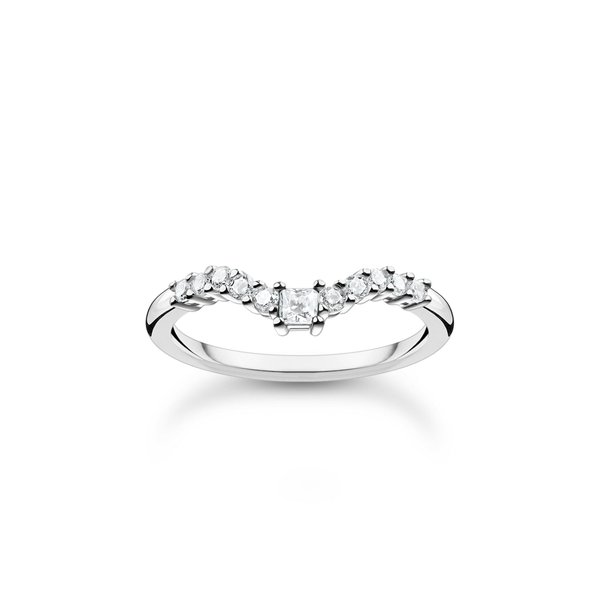 Thomas Sabo V formájú ezüst gyűrű cirkónia kövekkel 