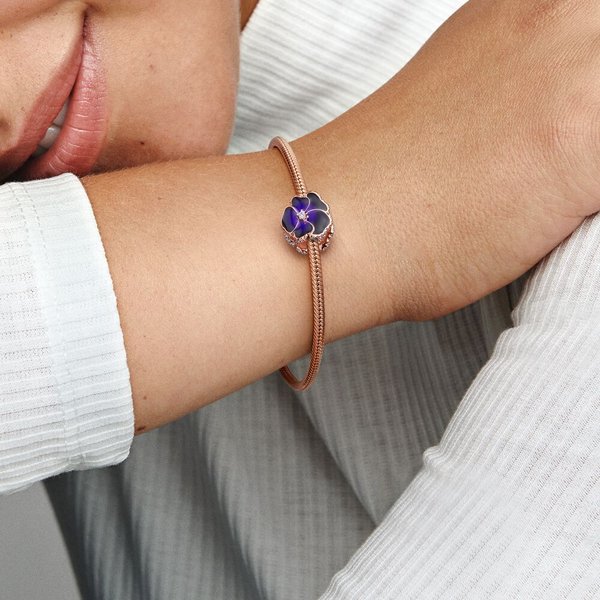 Pandora ékszer Sötét lila árvácska rozé charm 780777C01