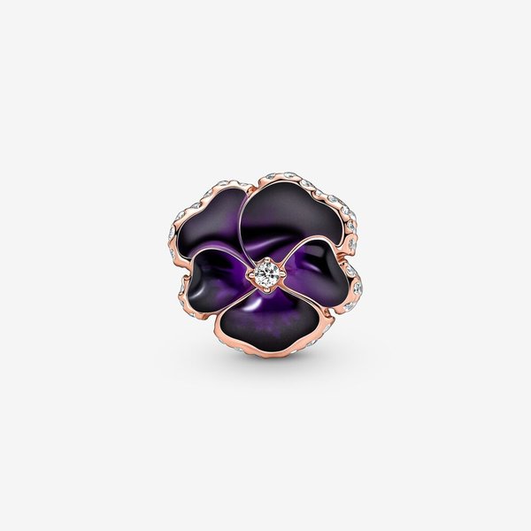 Pandora ékszer Sötét lila árvácska rozé charm 780777C01