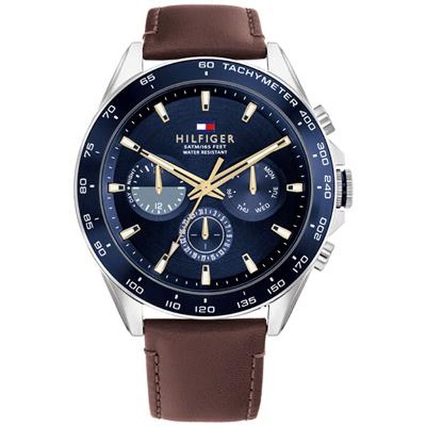 Tommy Hilfiger Owen barna bőrszíjas férfi óra kék számlappal 1791965