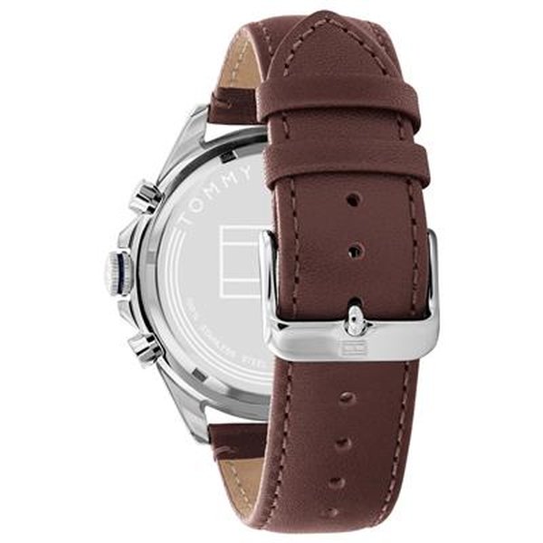 Tommy Hilfiger Owen barna bőrszíjas férfi óra kék számlappal 1791965
