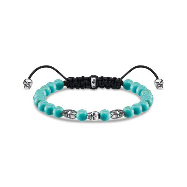 Thomas Sabo Türkiz és ezüst koponyás karkötő A1945-504-17-L22v