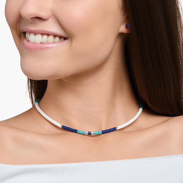 Thomas Sabo Kék és fehér köves ezüst nyaklánc KE2159-058-7-L38v