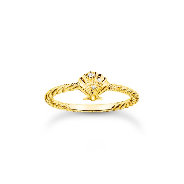 Thomas Sabo Aranyozott ezüst fonott gyűrű kagylóval 