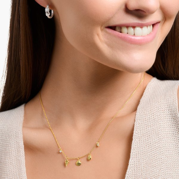 Thomas Sabo Aranyozott ezüst kagylós nyaklánc cirkóniával KE2158-414-14-L45v