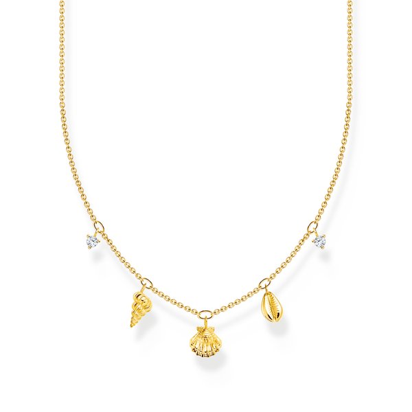 Thomas Sabo Aranyozott ezüst kagylós nyaklánc cirkóniával KE2158-414-14-L45v