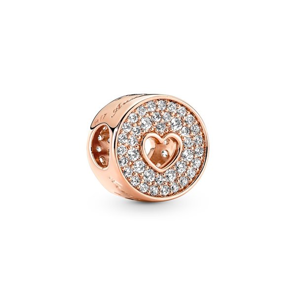 Pandora ékszer Pávé és szív évfordulós rozé charm 781977C01
