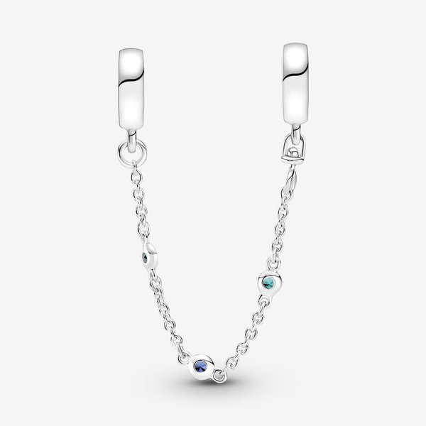 Pandora ékszer Kék köves ezüst biztonsági lánc 791688C01-05