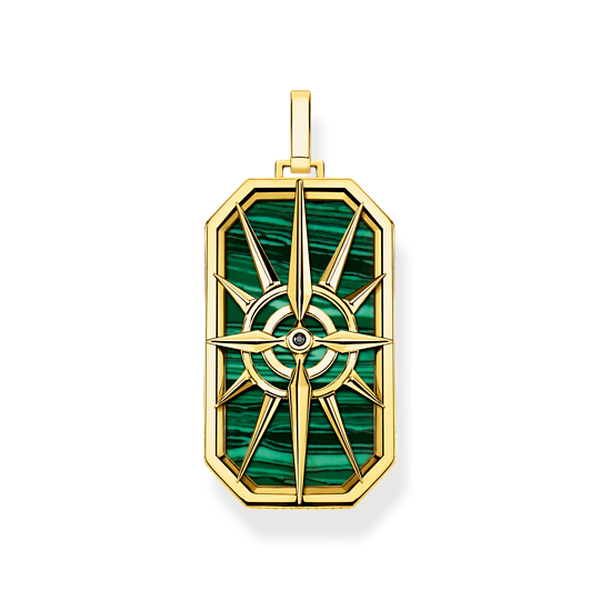 Thomas Sabo Nagy aranyozott ezüst iránytű medál zöld lappal PE869-140-6