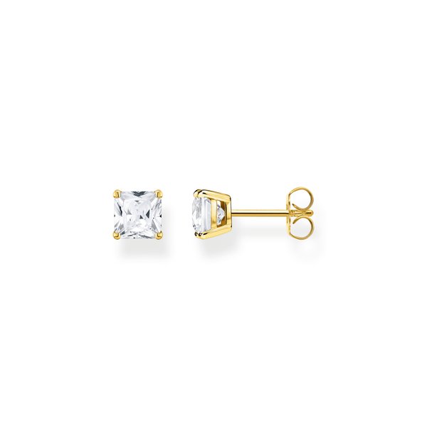 Thomas Sabo Aranyozott ezüst fülbevaló szögletes fehér kővel H2174-414-14