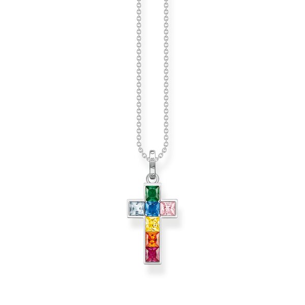 Thomas Sabo Ezüst nyaklánc színes köves kereszt medállal KE2166-477-7-L45V