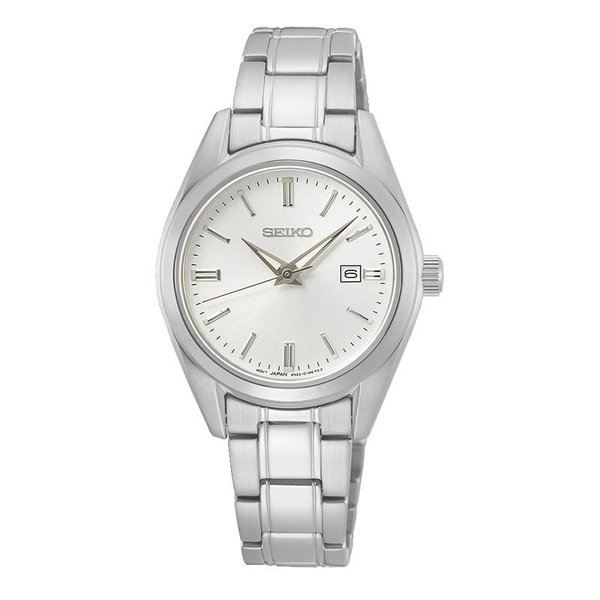 Seiko Classic ezüst fémcsatos fehér számlapos női karóra SUR633P1