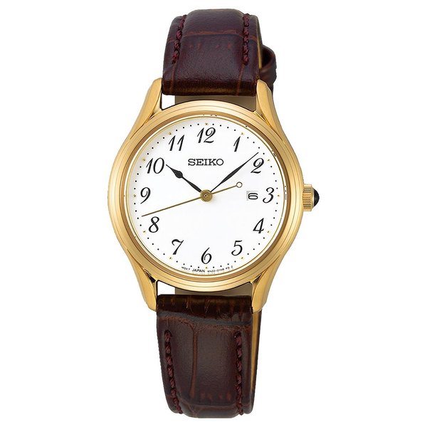 Seiko Classic bőrszíjas fehér számlapos női karóra SUR638P1