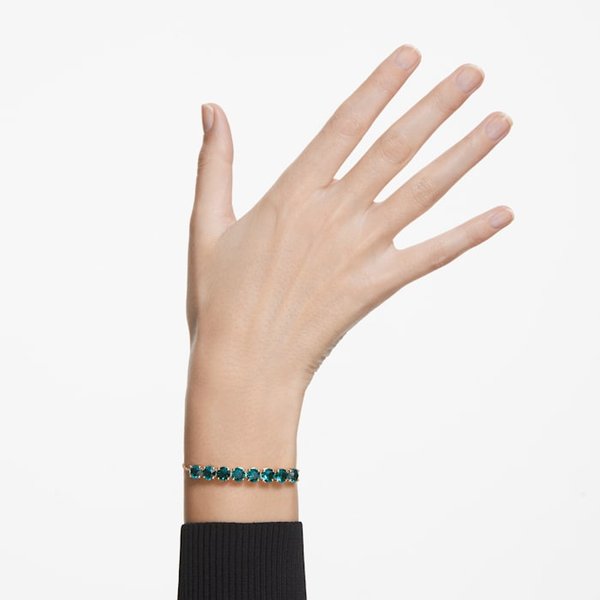 Swarovski Exalta arany színű állítható karkötő zöld kristállyal 5643756