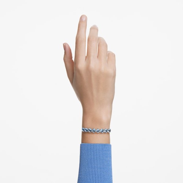 Swarovski Exalta ezüst színű állítható karkötő kék kristállyal 5643755