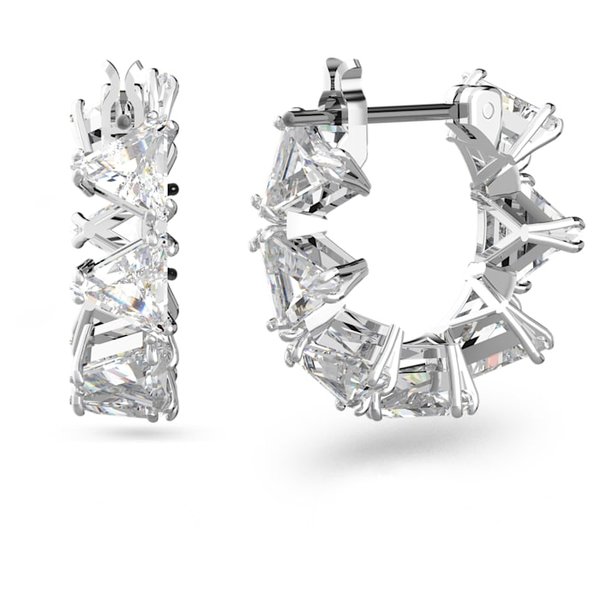 Swarovski Ortyx ezüst színű karika fülbevaló háromszög kristályokkal 5632467