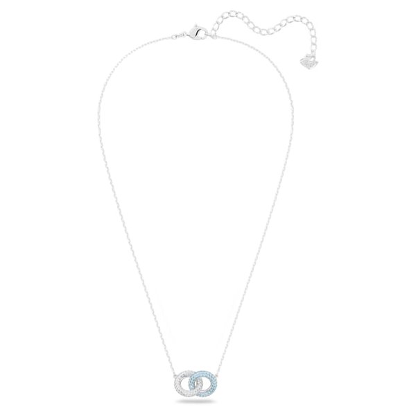 Swarovski Stone dupla karika ezüst színű nyaklánc kék kristállyal 5642883
