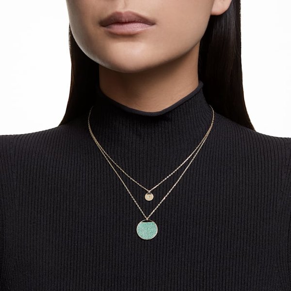 Swarovski Ginger arany tónusú dupla nyaklánc zöld kristállyal 5642947