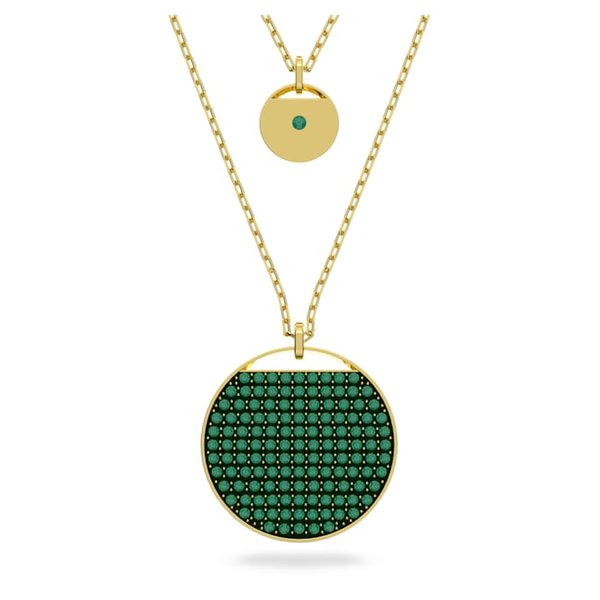 Swarovski Ginger arany tónusú dupla nyaklánc zöld kristállyal 5642947