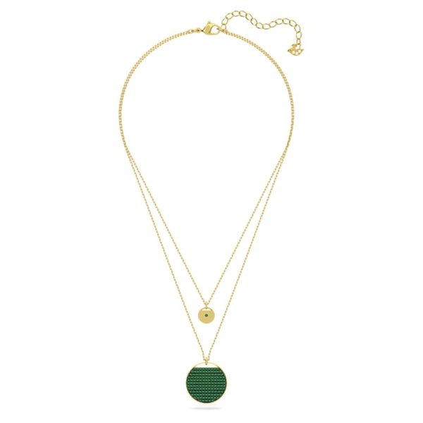 Swarovski Ginger arany tónusú dupla nyaklánc zöld kristállyal 5642947