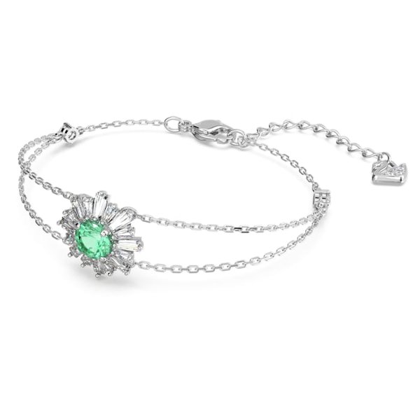 Swarovski Sunshine ezüst színű karkötő zöld kristállyal 5642960