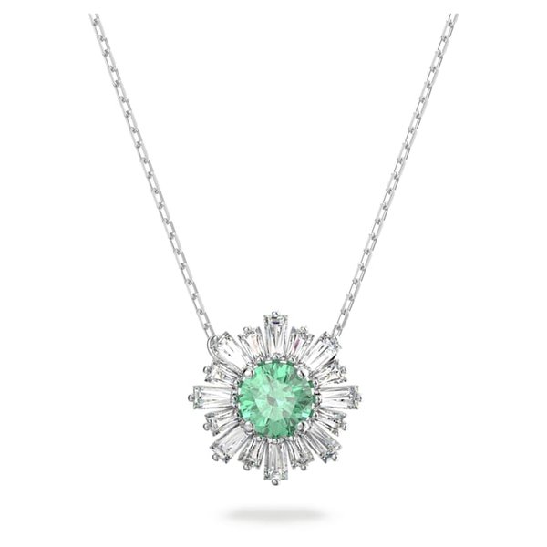 Swarovski Sunshine ezüst színű nyaklánc zöld kristállyal 5642963