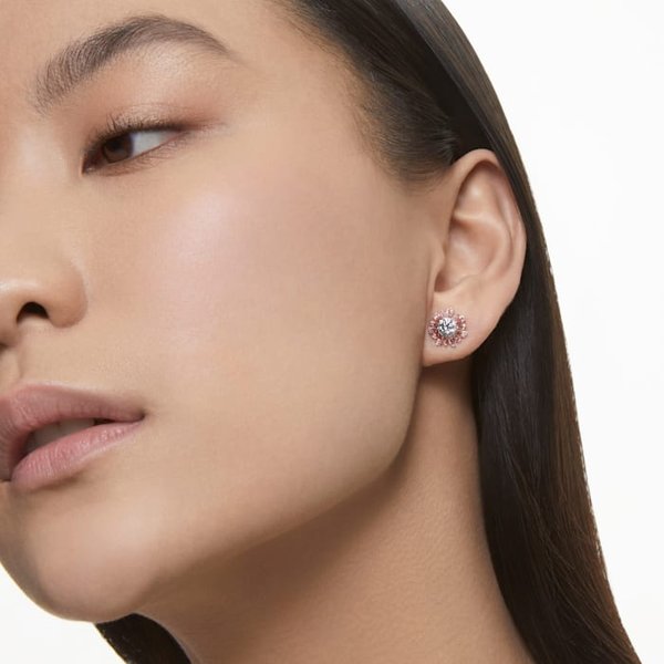Swarovski Sunshine ezüst színű fülbevaló rózsaszín kristállyal 5642962