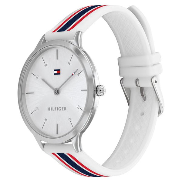 Tommy Hilfiger Samantha ezüst számlapos fehér szilikon szíjas női óra 1782498