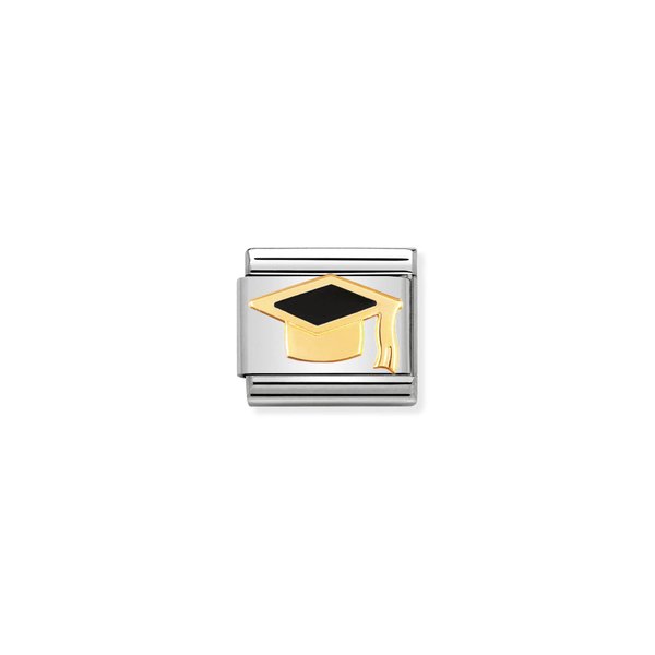 Nomination Arany diplomaosztó kalap charm tűzzománccal 030223-08