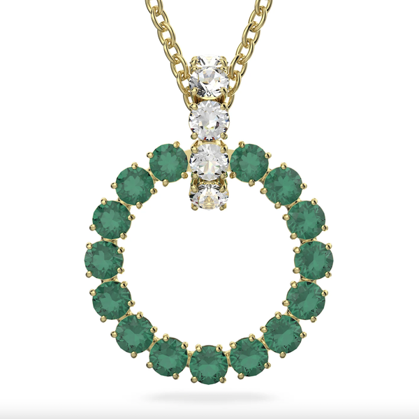 Swarovski Exalta arany színű nyaklánc zöld kristályokkal 5643753