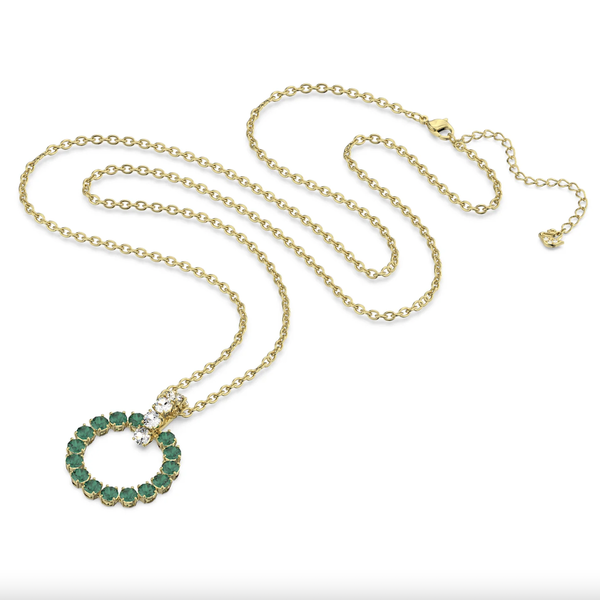Swarovski Exalta arany színű nyaklánc zöld kristályokkal 5643753