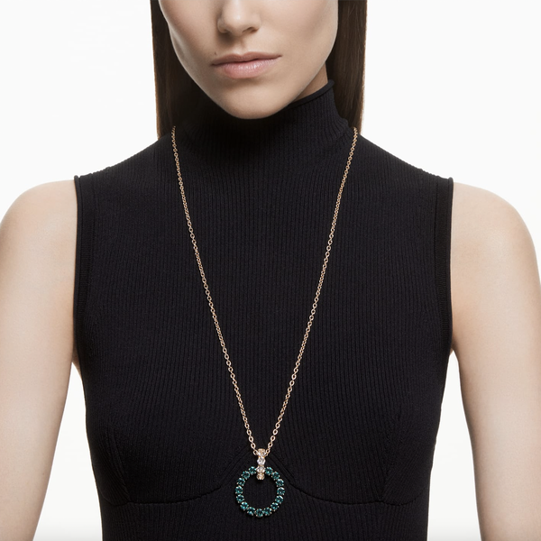 Swarovski Exalta arany színű nyaklánc zöld kristályokkal 5643753