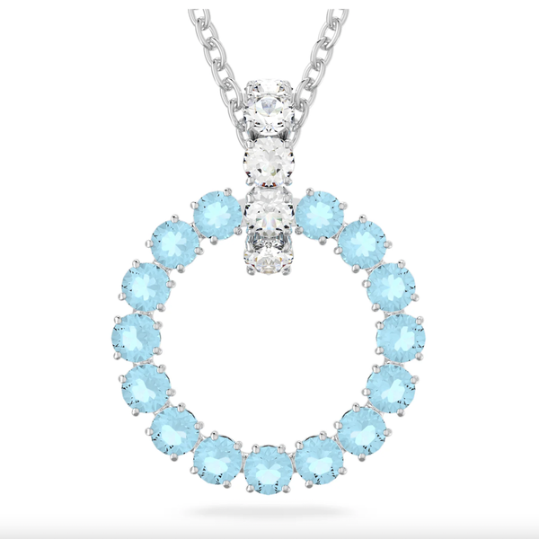 Swarovski Exalta ezüst színű nyaklánc kék kerek medállal 5643751