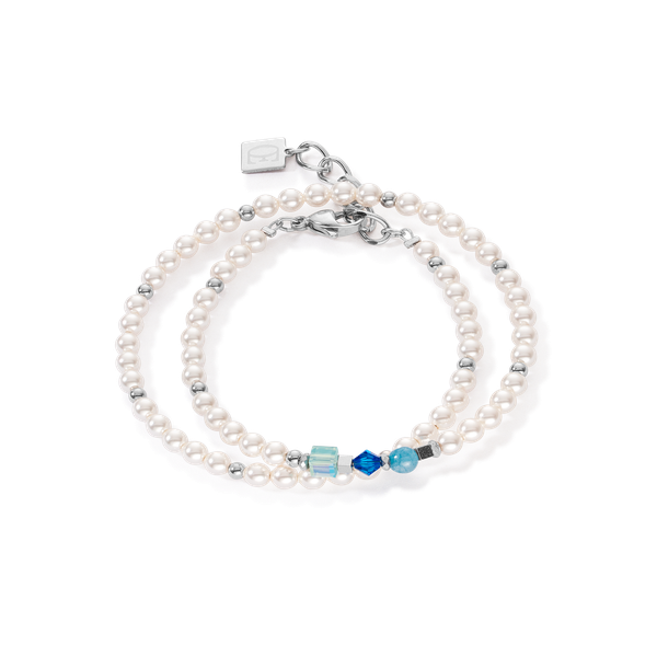 Coeur de Lion Duplasoros amazonit ezüst karkötő kristály gyönggyel 0950/30-0700
