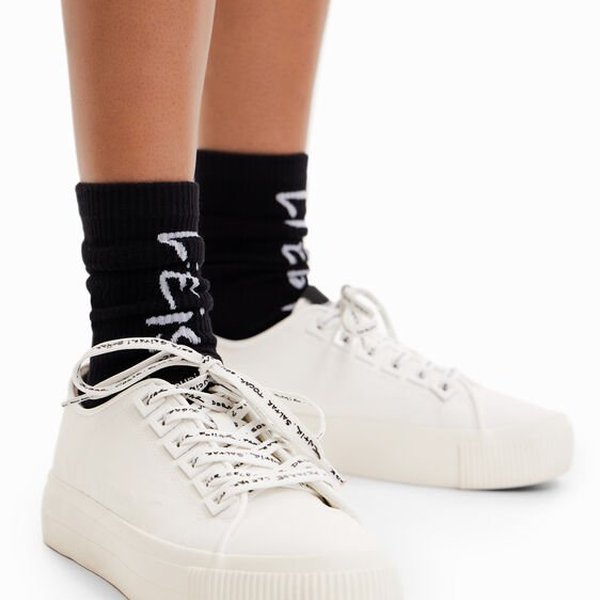 Desigual Sock life is awesome fekete zokni 22WALA20
