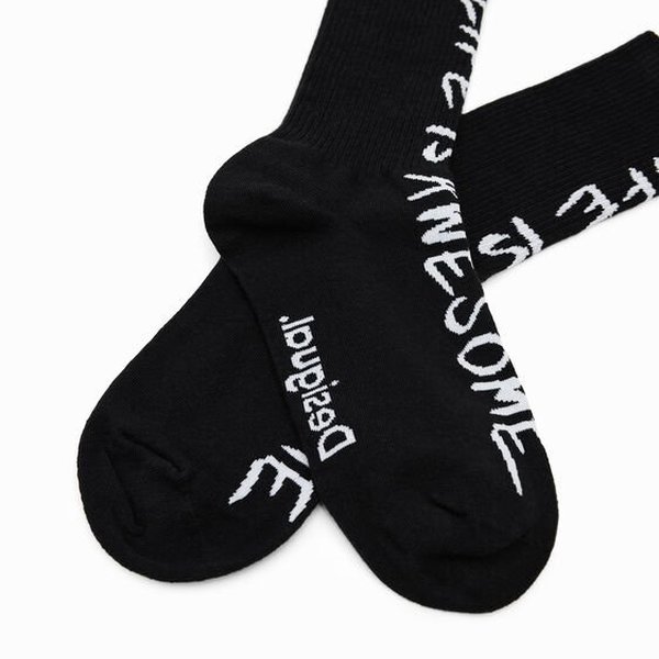 Desigual Sock life is awesome fekete zokni 22WALA20