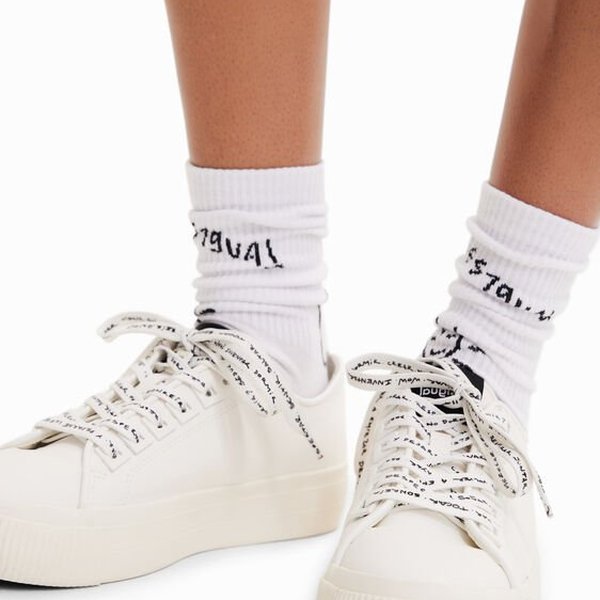 Desigual Sock lettering alexis fehér zokni 22WALA07