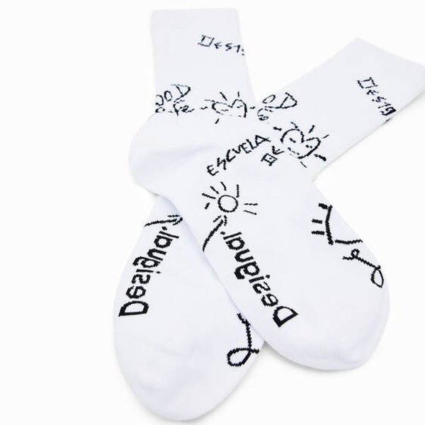 Desigual Sock lettering alexis fehér zokni 22WALA07